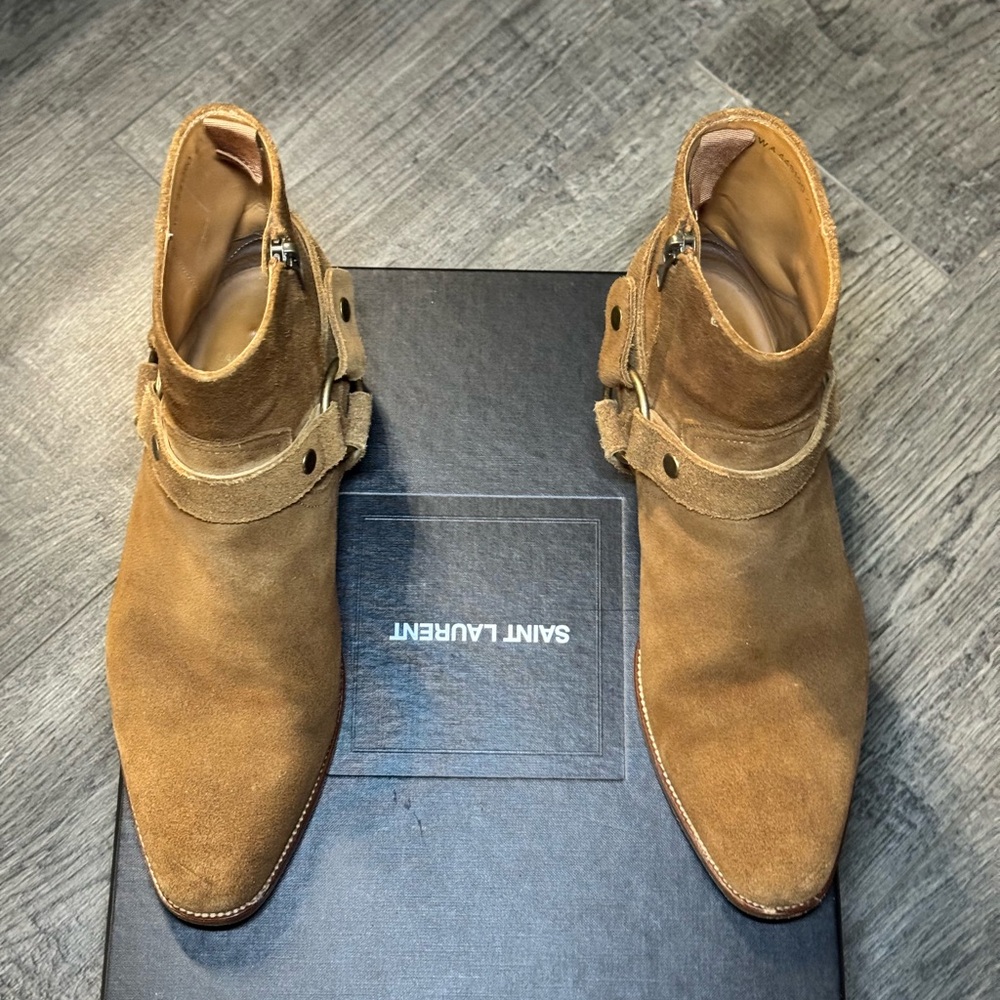 Saint Laurent Wyatt Suede Boots With Original Box